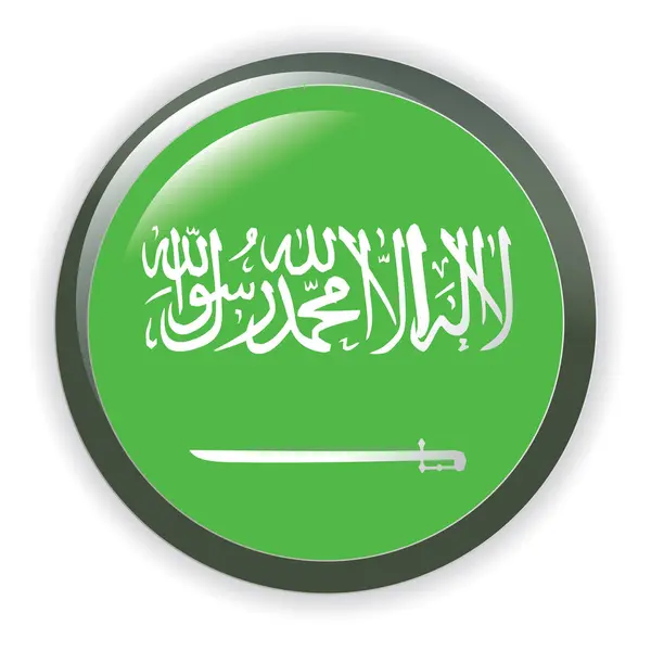 Saudiarabiska Arabiska Flaggan Blank Rund Knapp — Stock vektor