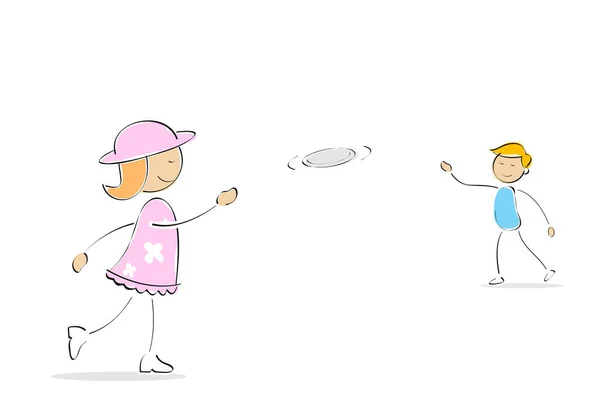 Cartoon Illustration Einer Glücklichen Frau Die Mit Einem Mann Spielt — Stockvektor