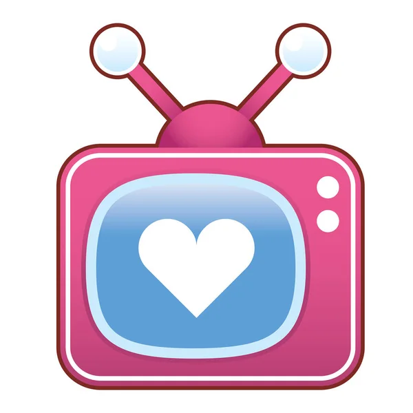 Televisión Con Corazón Ilustración Vectorial — Archivo Imágenes Vectoriales