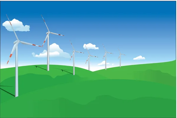 Windturbines Vector Illustratie — Stockvector