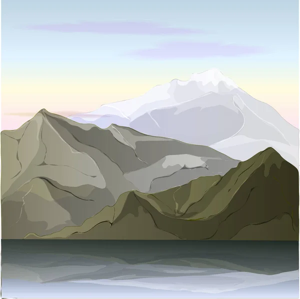 Paysage Montagneux Avec Lac Montagnes Vecteur — Image vectorielle