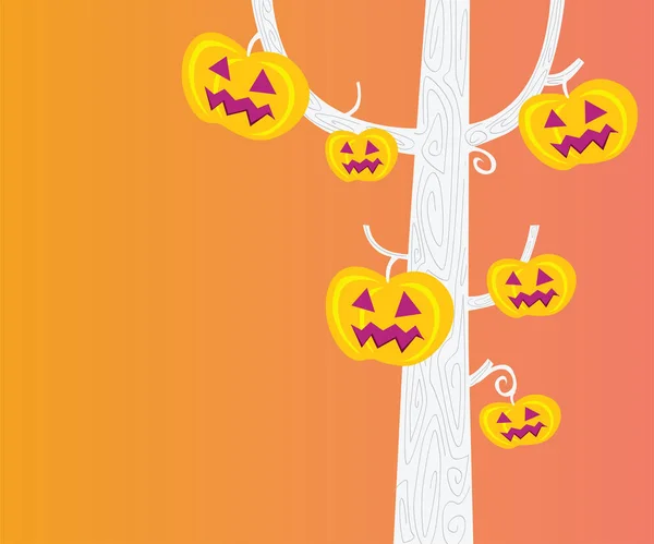 Halloween Pompoenen Met Boom — Stockvector