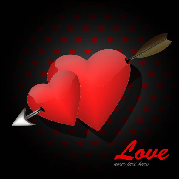 Kärlek Hjärtan Med Pil Vektor Illustration — Stock vektor