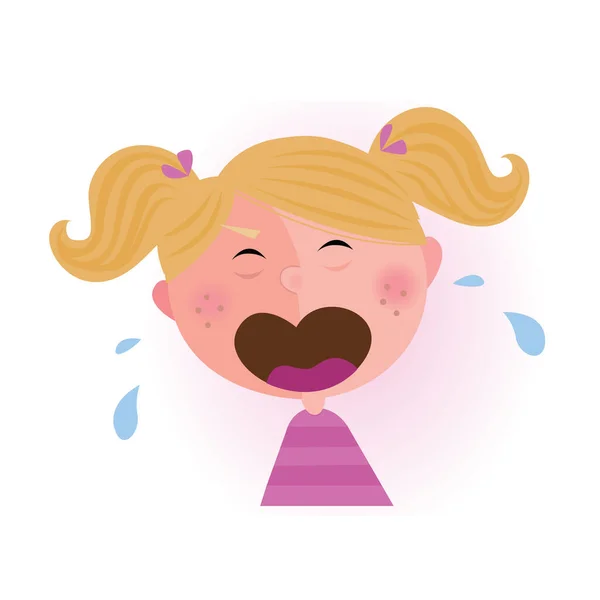 Malá Dívka Pláč Vektorové Ilustrace — Stockový vektor