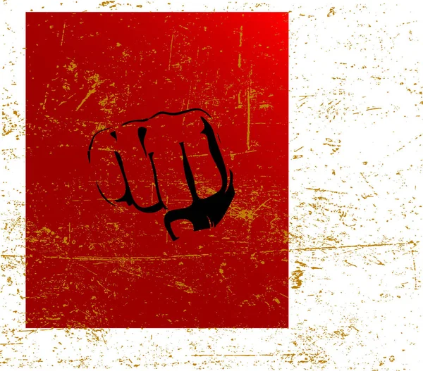 Fist Sign Illustration Grunge Red Icon Moire — Stock Vector