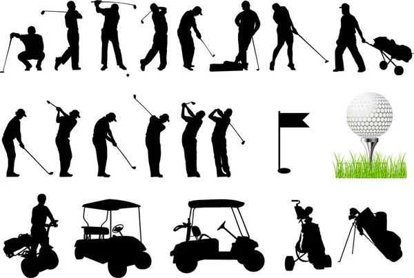 Giocatore Golf Set Vettoriale Illustrazione — Vettoriale Stock