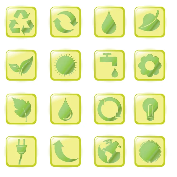 Eco Iconen Set Vector Illustratie — Stockvector