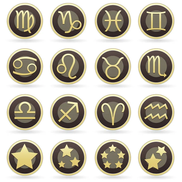 Ensemble Icônes Zodiaque Style Simple — Image vectorielle