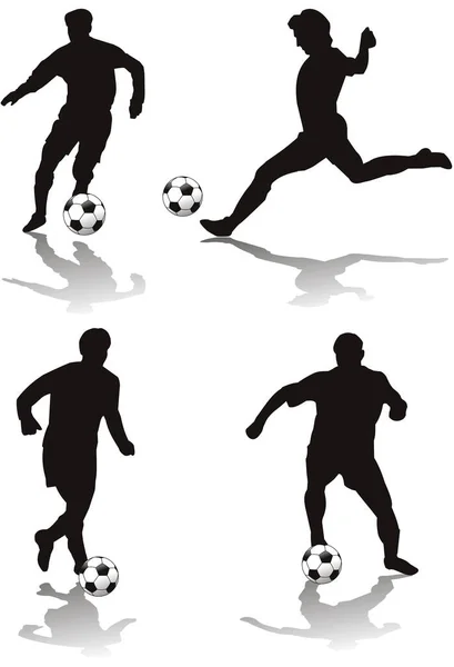 Παίκτες Vector Σιλουέτα Ποδοσφαίρου — Διανυσματικό Αρχείο