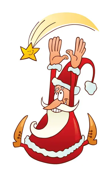 Cartoon Weihnachtsmann Winkt Mit Der Hand — Stockvektor