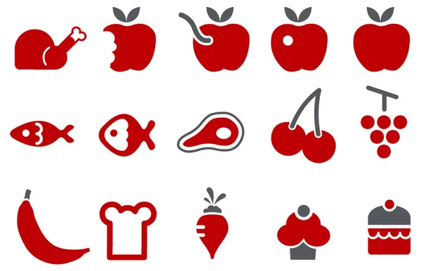 Gıda Icons Set Vektör Çizim — Stok Vektör