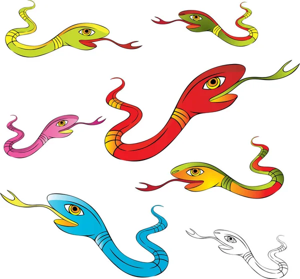 Vector Conjunto Dibujos Animados Serpiente — Archivo Imágenes Vectoriales