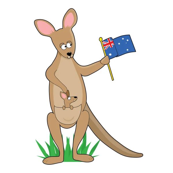 Avustralya Bayrağıyla Kanguru — Stok Vektör