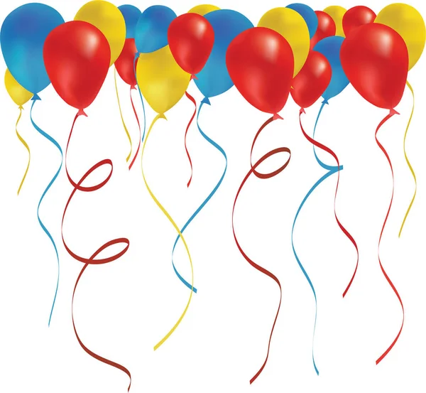 Ballons Colorés Isolés Sur Blanc Illustration Vectorielle — Image vectorielle