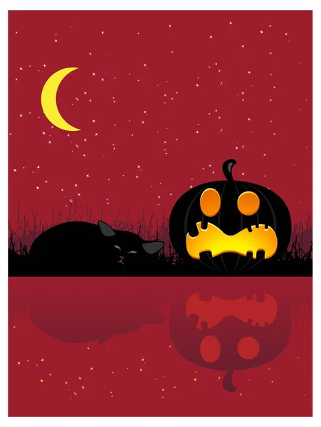Halloween Citrouille Lune — Image vectorielle
