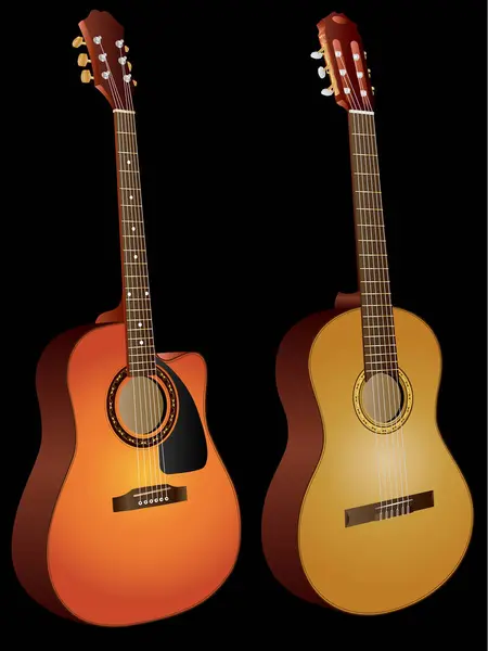 Guitarra Acústica Duas Cores — Vetor de Stock