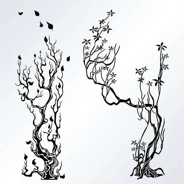 Strom Listí Siluety — Stockový vektor