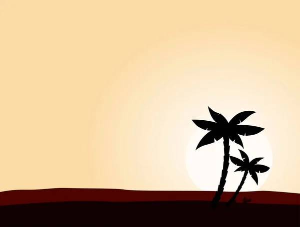 Palm Träd Silhouette Med Solnedgång — Stock vektor