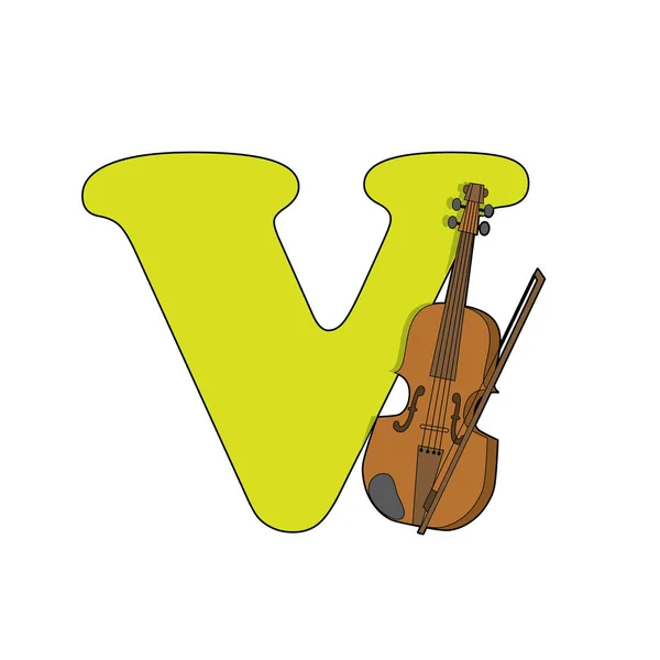 Violon Icône Instrument Musique Illustration Vectorielle Style Dessin Animé Avec — Image vectorielle