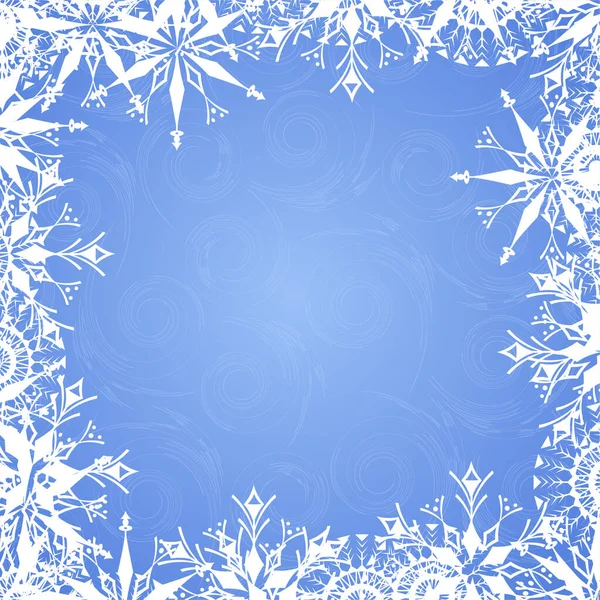 Vektorové Sněhové Vločky Rám Pro Vánoční Novoroční Přání — Stockový vektor