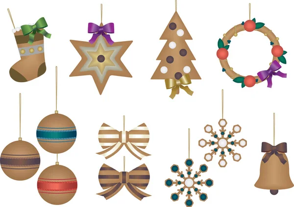 Set Christmas Decorations Vector Illustration — Stock Vector
