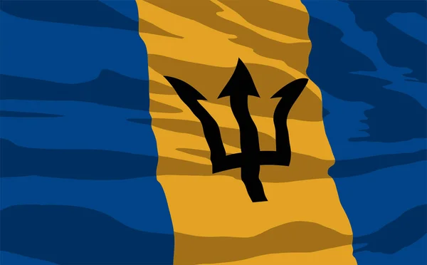 Barbados Flagga Vinka Grunge Konsistens Vektor Illustration — Stock vektor
