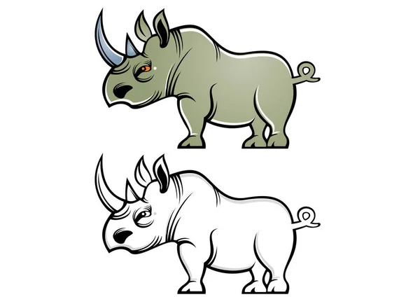 Rinoceronte Cartone Animato Set Vettoriale Illustrazione — Vettoriale Stock