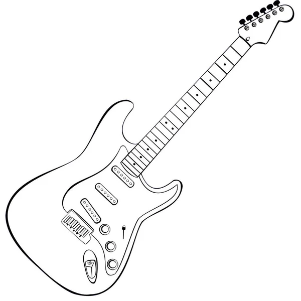 Contorno Guitarra Vector Ilustración — Archivo Imágenes Vectoriales