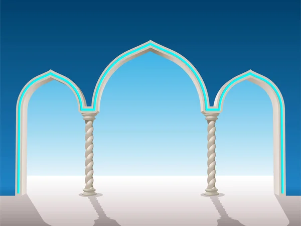 具有阿拉伯清真寺的Ramadan Kareem伊斯兰背景 — 图库矢量图片