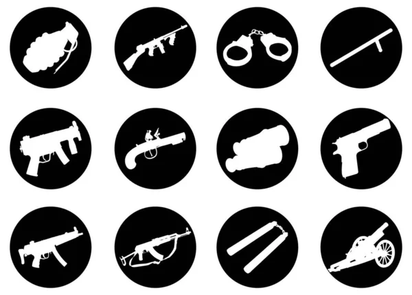 Iconos Armas Set Vector Ilustración — Vector de stock