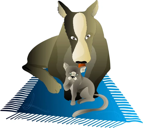 Cat Dog Vector Illustration — Stock Vector