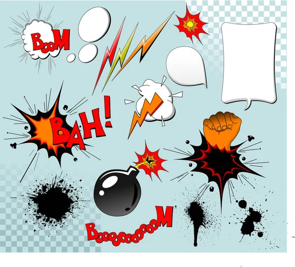 Explosion Bande Dessinée Dessin Animé Avec Texte Vierge — Image vectorielle
