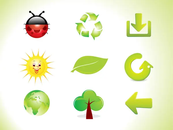 Eco Icons Set Vector Illustration — Stock Vector