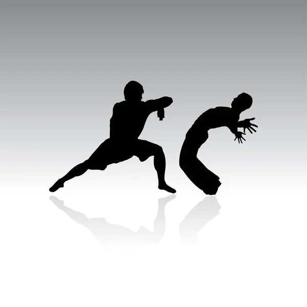 Karate Player Silhouette Vector Illustration — Stock Vector