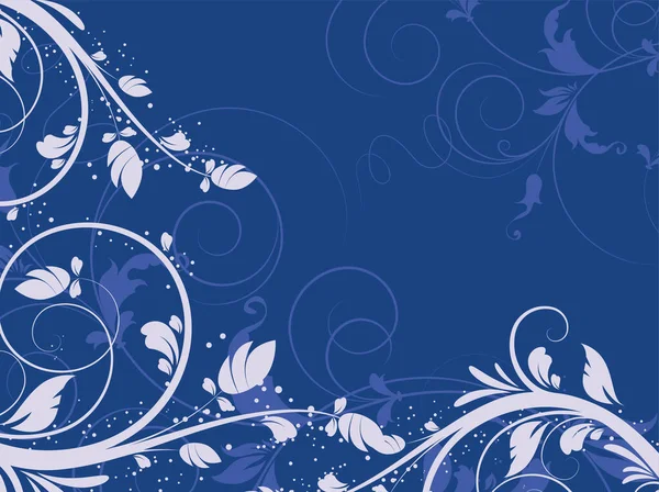 Ornement Floral Bleu Avec Fleurs Carte Vœux Invitation — Image vectorielle