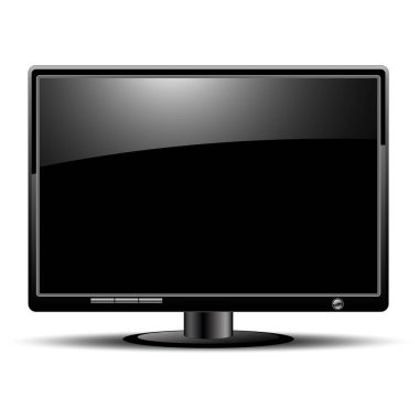 Siyah TV monitörü beyaz arkaplanda izole edildi
