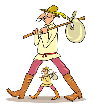 Çizgi film kovboylarının vektör çizimi