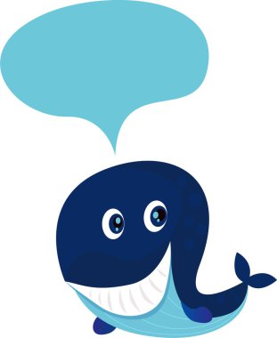 balina, vektör, resimleme, beyaz arkaplan.