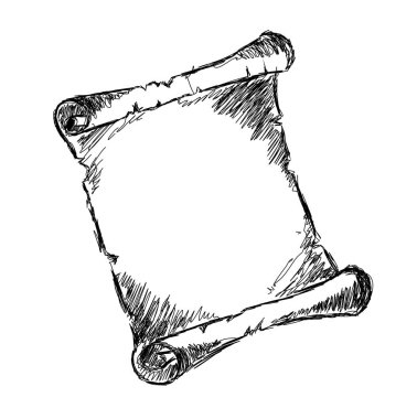 Eski bir parşömenin el çizimi çizimi biçimi