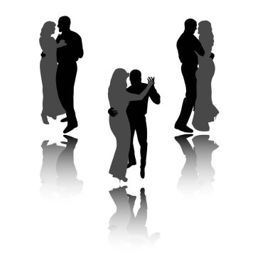 dans eden çift vektör illüstrasyonu