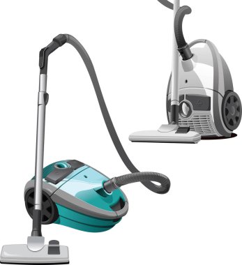 Elektrik süpürgesi, temiz beyaz arkaplan.