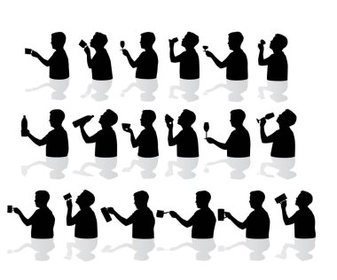 Beyaz arka plan üzerinde insanların siluet vektör