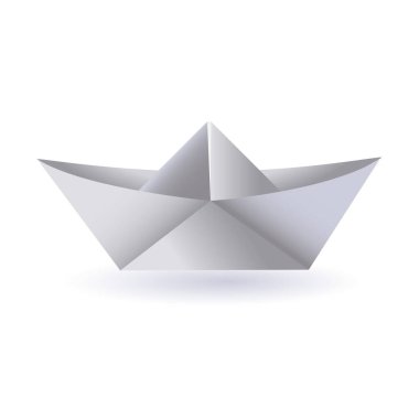 Kağıt gemi, beyaz arka planda izole edilmiş. 3d illüstrasyon