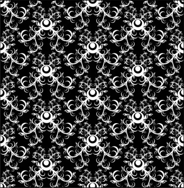 Beyaz ve siyah elementli vektörsüz desen.