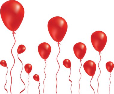 Beyaz arkaplan vektörlü kırmızı balonlar