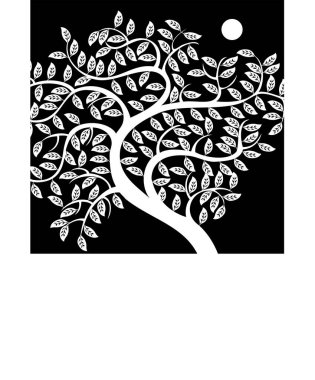 ağaç ve ay, vektör çizim