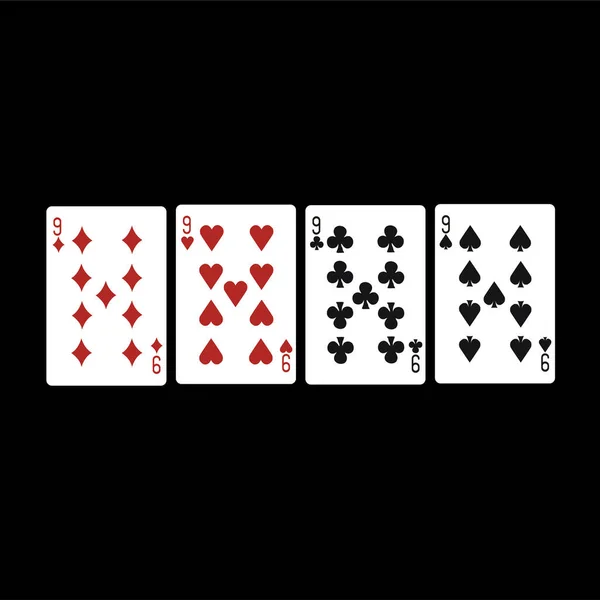 Zestaw Kart Gry Karty Pokera Ilustracja Wektora — Wektor stockowy
