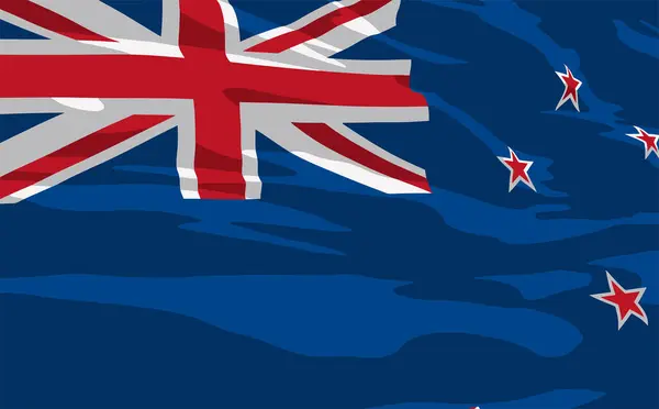 Acenando Bandeira Nova Zelândia — Vetor de Stock
