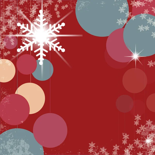スノーフレークの赤いクリスマスボール — ストックベクタ