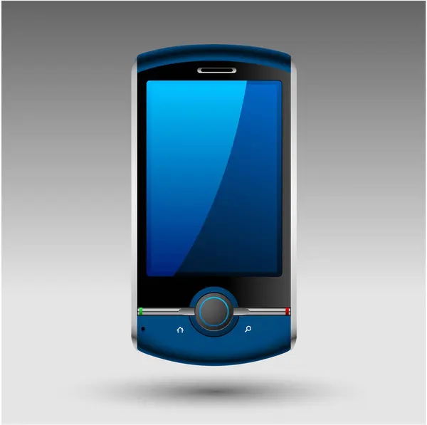 Telefone Inteligente Móvel Azul Isolado Branco — Vetor de Stock